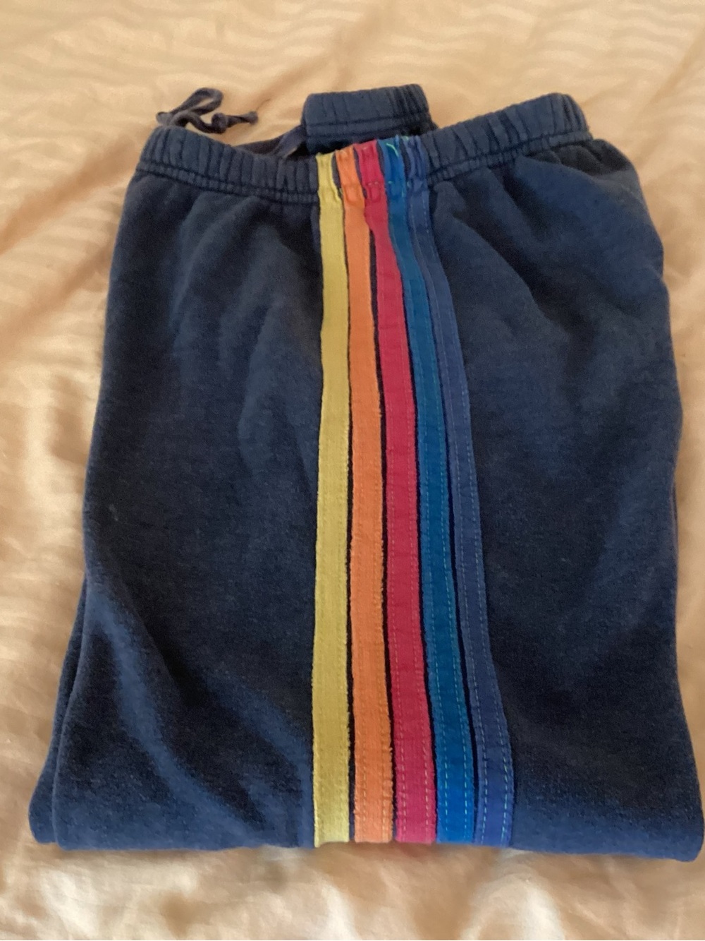 Aviator Nation Navy Joggers with Multicolor Center Stripe